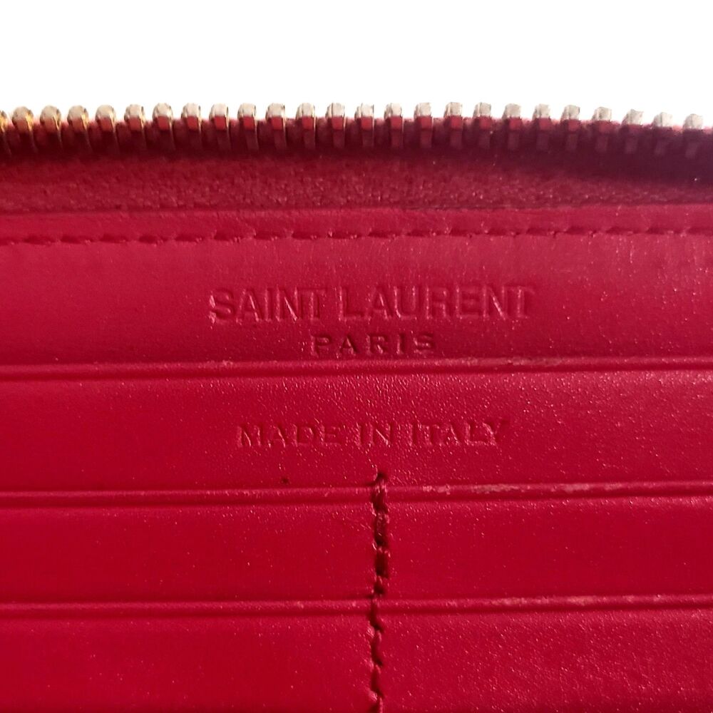 Saint Laurent (Authentic) Electric Pink Leather & Gold Zippy Long Wallet, VGUC - Picture 9 of 10